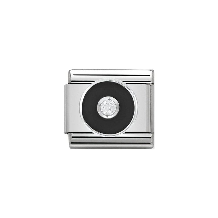 NOMINATION Classic CZ Silver and Black Circle Charm - Bumbletree Ltd