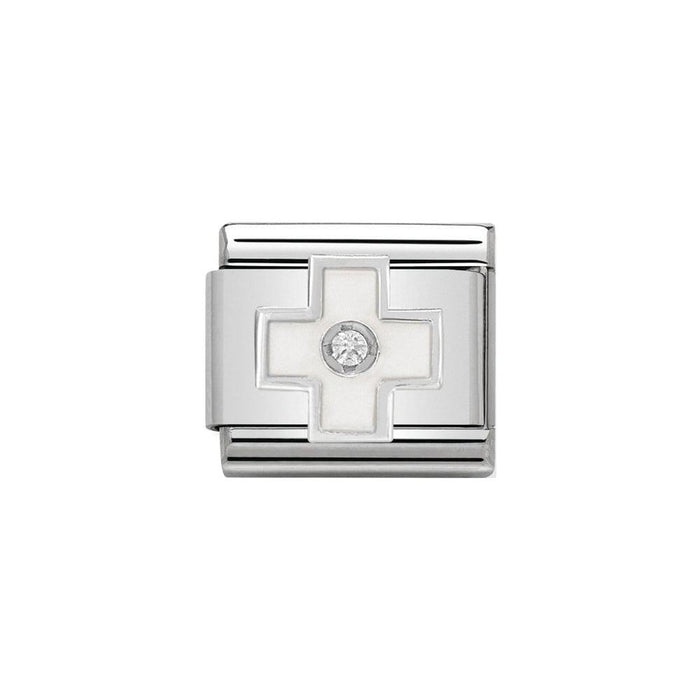 NOMINATION Classic CZ Silver and White Cross Charm - Bumbletree Ltd