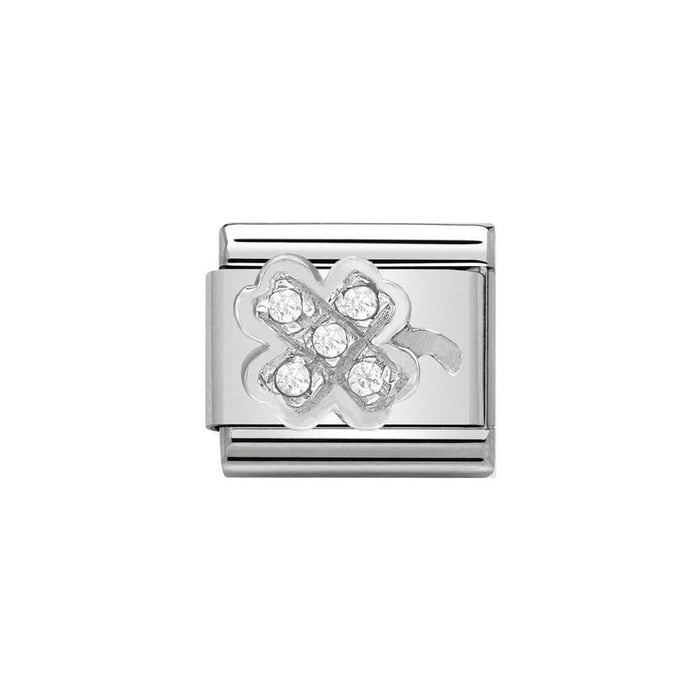 NOMINATION Classic CZ Silver Clover Charm - Bumbletree Ltd