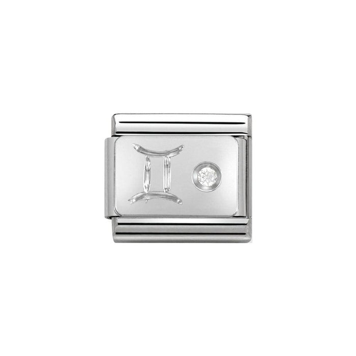 NOMINATION Classic CZ Silver Gemini Symbol Charm - Bumbletree Ltd