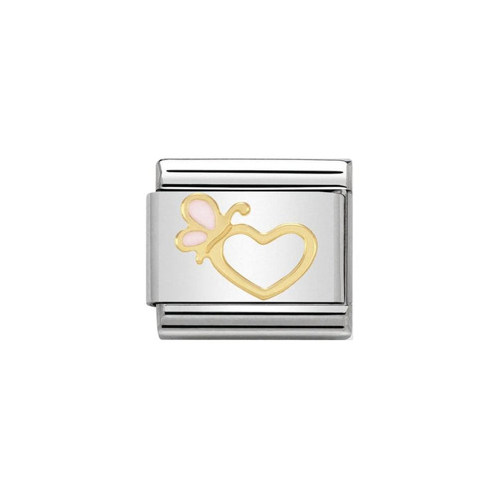 NOMINATION Classic Enamel Heart With Pink Butterfly Charm - Bumbletree Ltd
