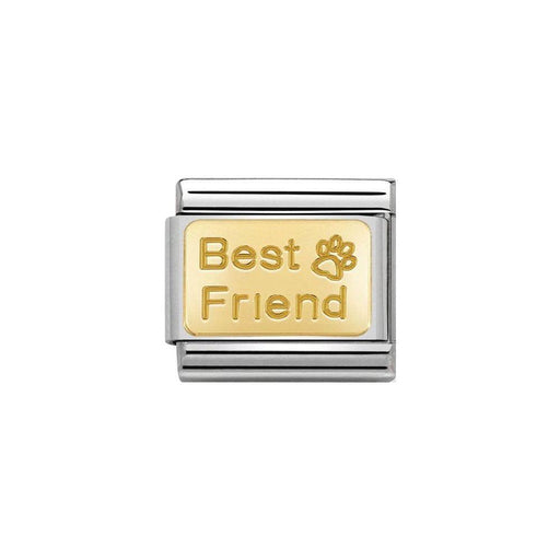 NOMINATION Classic Gold Best Friend with Paw Print Plate Charm - Bumbletree Ltd
