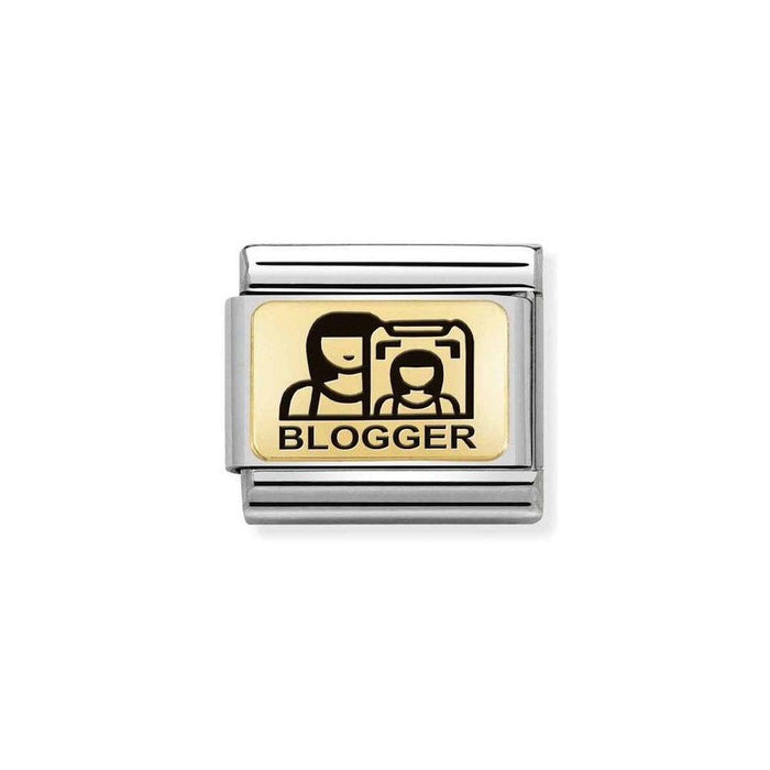 NOMINATION Classic Gold & Black Blogger Charm - Bumbletree Ltd