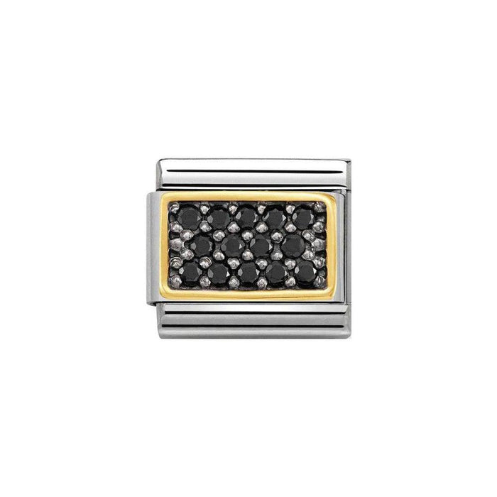 NOMINATION Classic Gold & Black CZ Pave Charm - Bumbletree Ltd