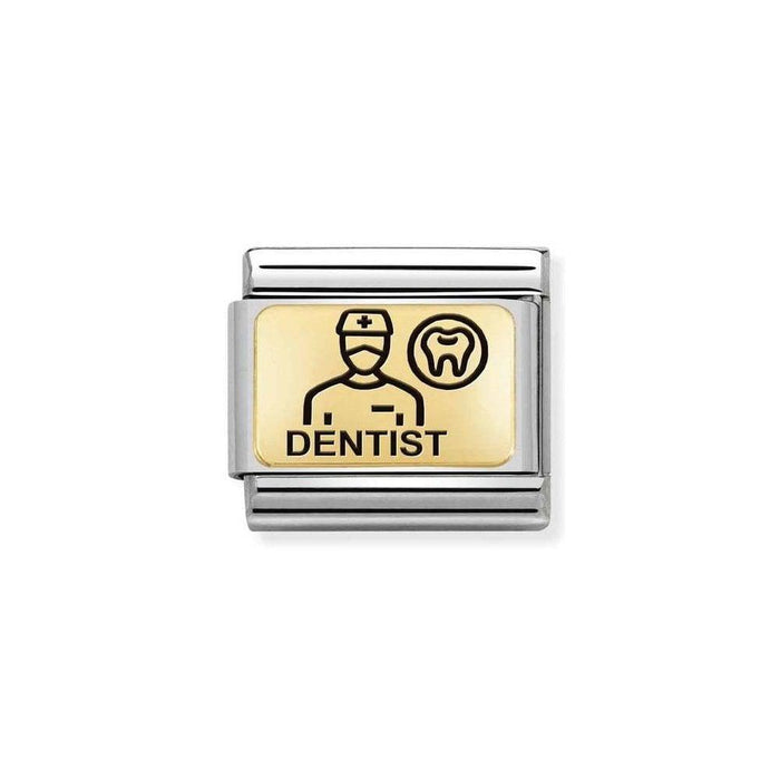 NOMINATION Classic Gold & Black Dentist Charm - Bumbletree Ltd