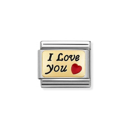 NOMINATION Classic Gold & Black I Love You with Red Heart Charm - Bumbletree Ltd