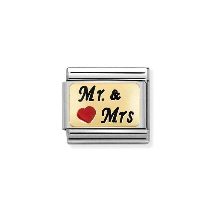 NOMINATION Classic Gold & Black Mr & Mrs with Red Heart Charm - Bumbletree Ltd