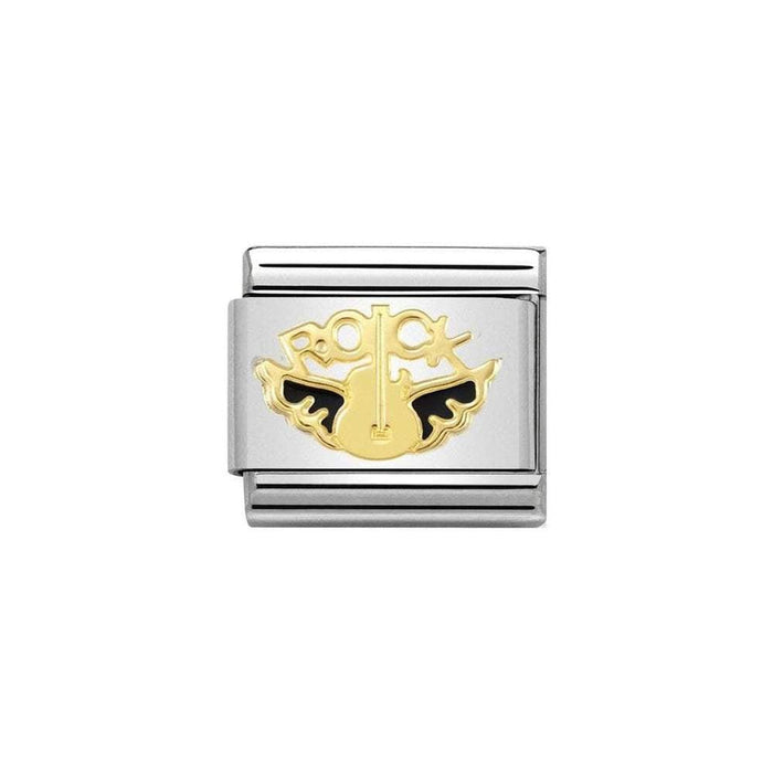 NOMINATION Classic Gold & Black Rock Angel Charm - Bumbletree Ltd