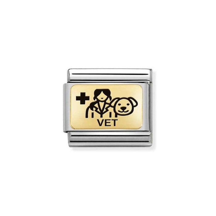 NOMINATION Classic Gold & Black Vet Charm - Bumbletree Ltd