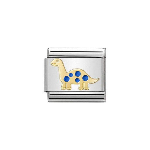 NOMINATION Classic Gold & Blue Brontosaurus Charm - Bumbletree Ltd