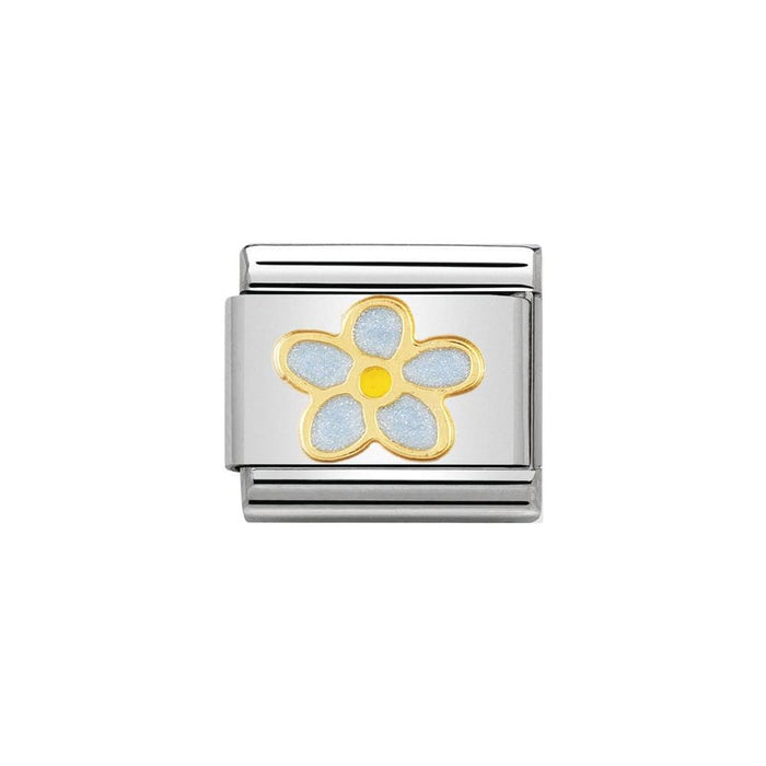 NOMINATION Classic Gold & Blue Forget Me Not Flower Charm - Bumbletree Ltd