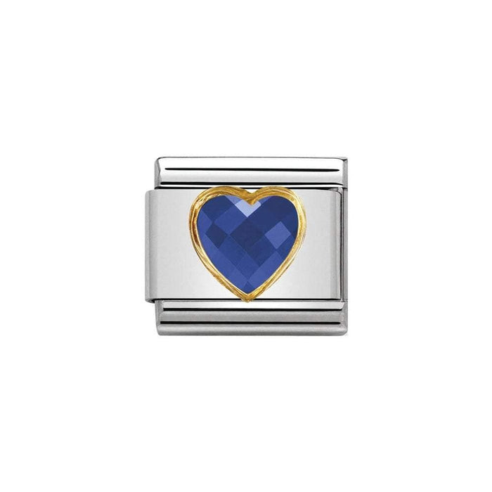 NOMINATION Classic Gold & Blue Heart Faceted CZ Charm - Bumbletree Ltd