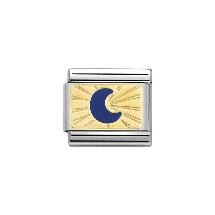 NOMINATION Classic Gold & Blue Moon Plate Charm - Bumbletree Ltd