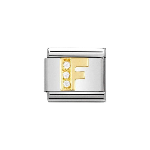 NOMINATION Classic Gold & CZ Letter F Charm - Bumbletree Ltd