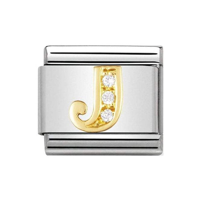 NOMINATION Classic Gold & CZ Letter J Charm - Bumbletree Ltd