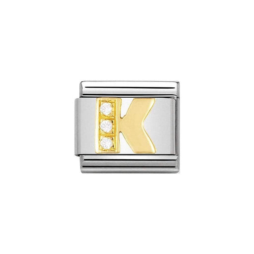 NOMINATION Classic Gold & CZ Letter K Charm - Bumbletree Ltd