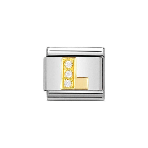 NOMINATION Classic Gold & CZ Letter L Charm - Bumbletree Ltd