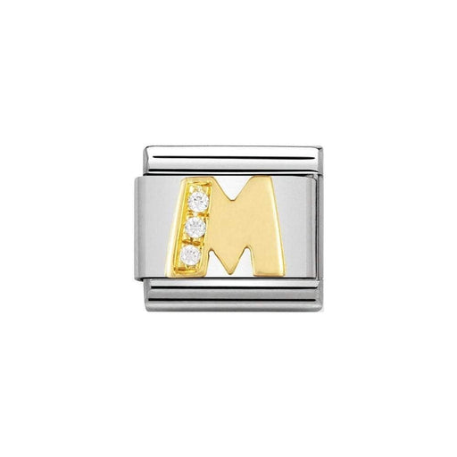 NOMINATION Classic Gold & CZ Letter M Charm - Bumbletree Ltd