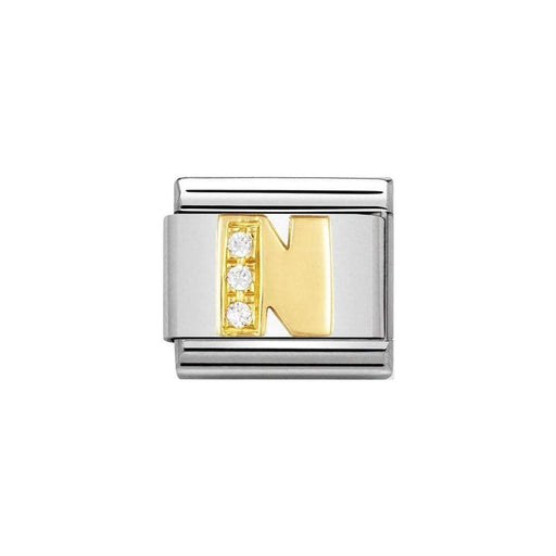 NOMINATION Classic Gold & CZ Letter N Charm - Bumbletree Ltd