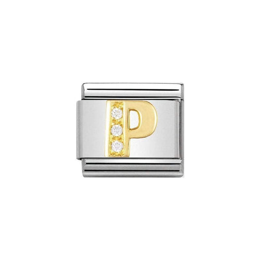 NOMINATION Classic Gold & CZ Letter P Charm - Bumbletree Ltd