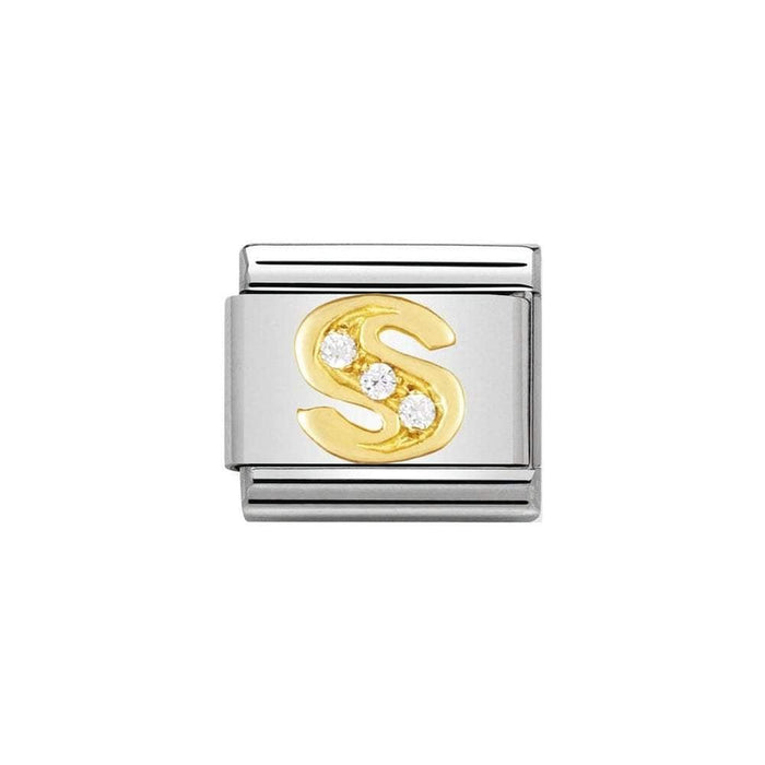 NOMINATION Classic Gold & CZ Letter S Charm - Bumbletree Ltd