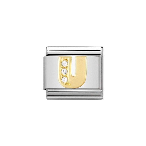 NOMINATION Classic Gold & CZ Letter U Charm - Bumbletree Ltd
