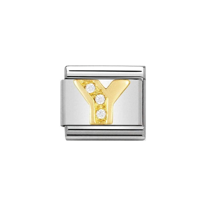 NOMINATION Classic Gold & CZ Letter Y Charm - Bumbletree Ltd