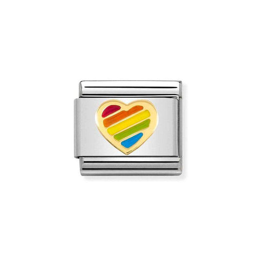 NOMINATION Classic Gold & Enamel Rainbow Heart Charm - Bumbletree Ltd