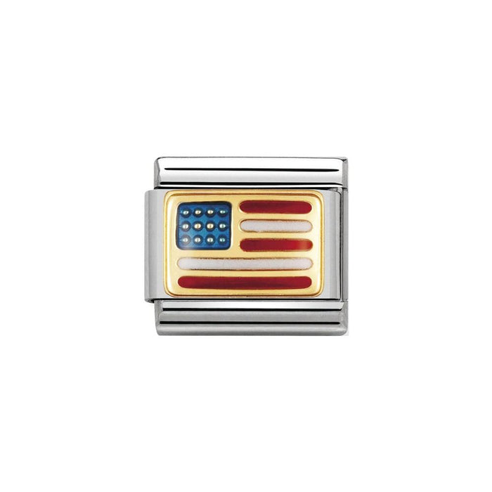 NOMINATION Classic Gold & Enamel USA Flag Charm - Charms - Nomination - Bumbletree Ltd