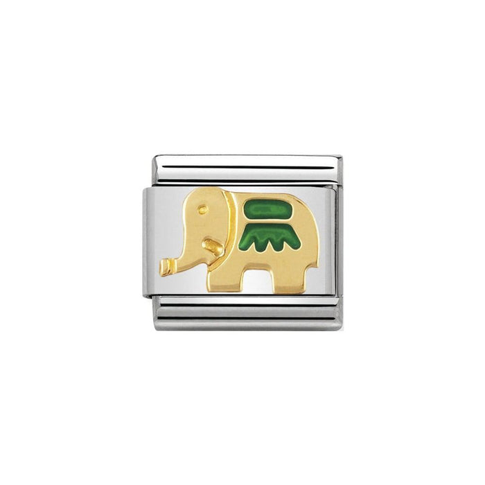 NOMINATION Classic Gold & Green Elephant Charm - Bumbletree Ltd
