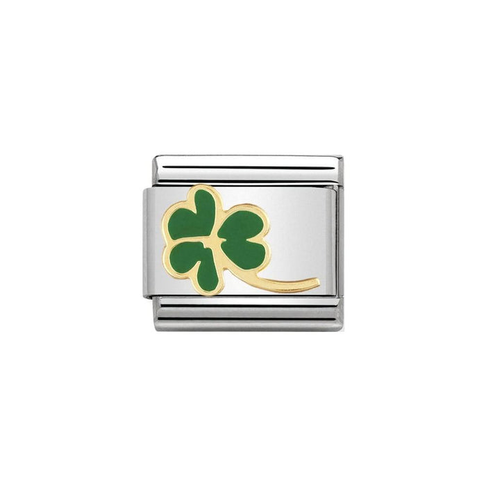 NOMINATION Classic Gold & Green Stemmed Clover Charm - Bumbletree Ltd