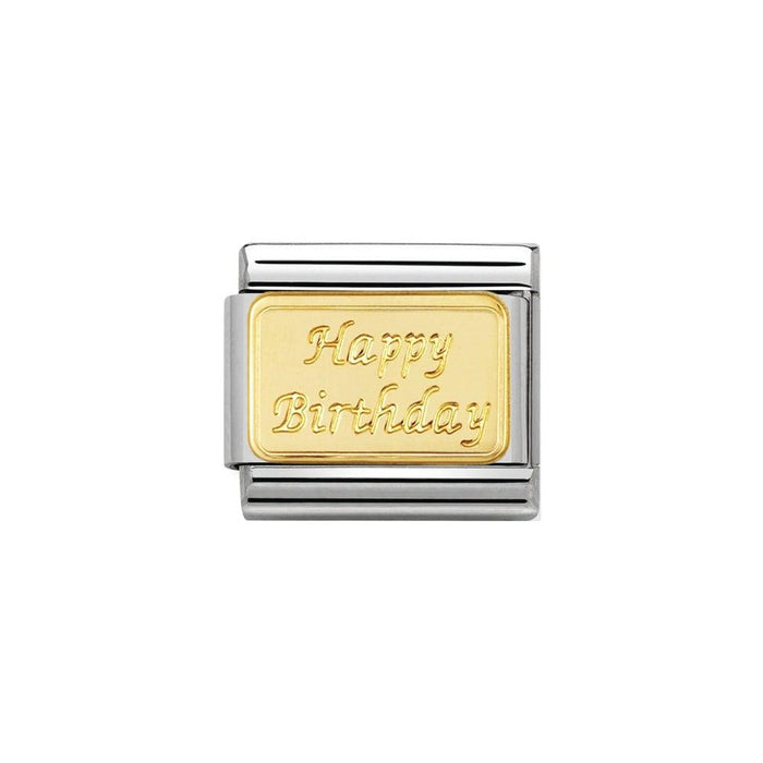 NOMINATION Classic Gold Happy Birthday Plate Charm - Bumbletree Ltd