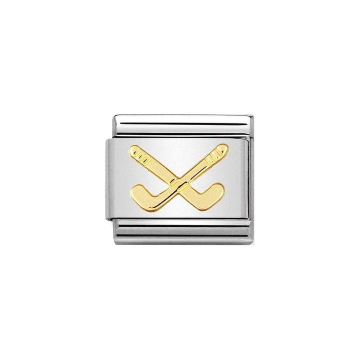 NOMINATION Classic Gold Hockey Clubs Charm - Bumbletree Ltd