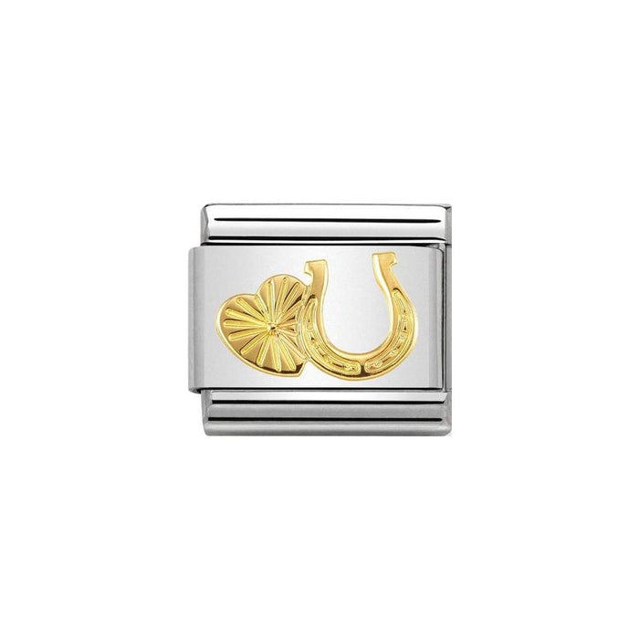 NOMINATION Classic Gold Horseshoe & Heart Charm - Bumbletree Ltd