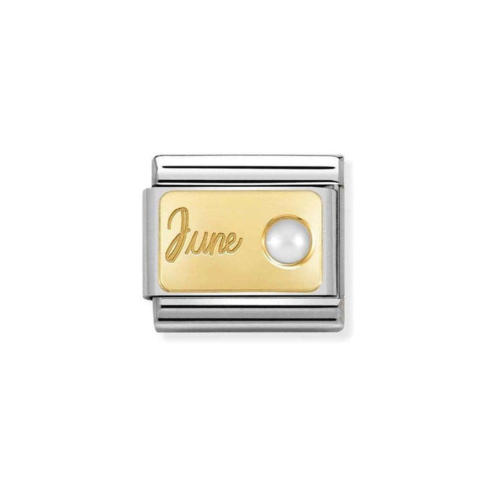 NOMINATION Classic Gold June White Pearl Charm - Bumbletree Ltd