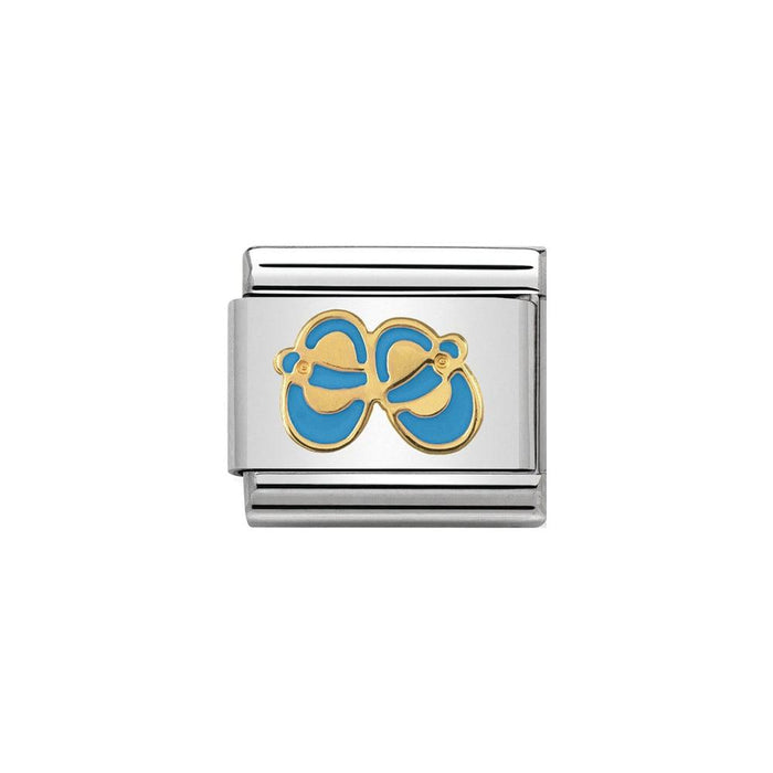 NOMINATION Classic Gold & Light Blue Baby Shoes Charm - Bumbletree Ltd