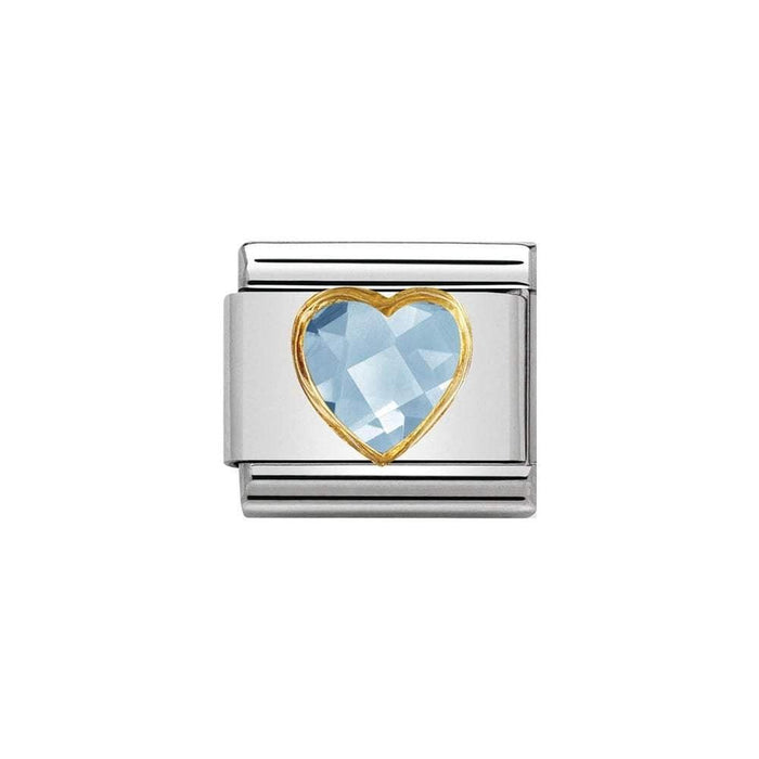 NOMINATION Classic Gold & Light Blue Heart Faceted CZ Charm - Bumbletree Ltd