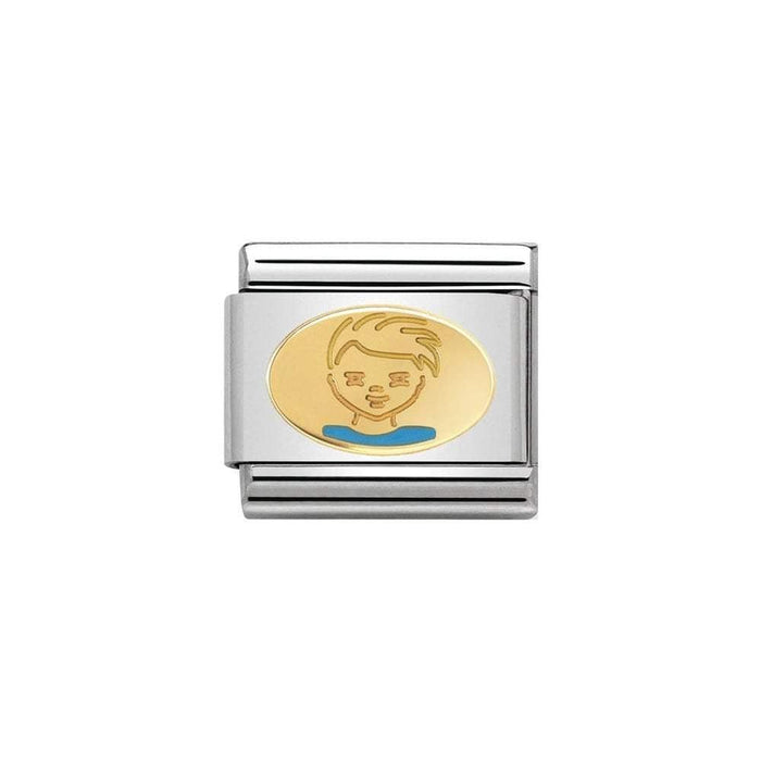 NOMINATION Classic Gold & Light Blue Little Boy Charm - Bumbletree Ltd