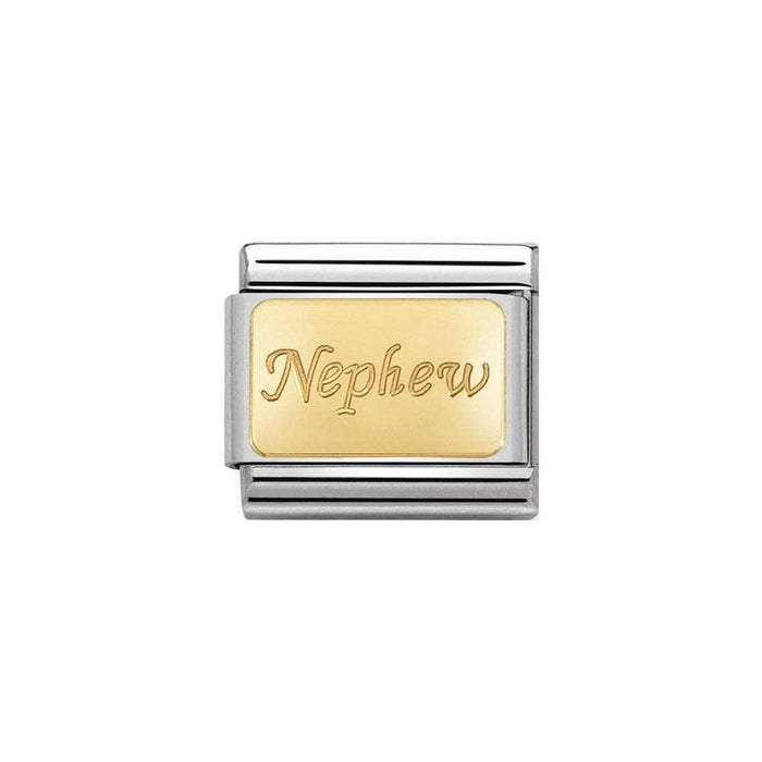 NOMINATION Classic Gold Nephew Plate Charm - Bumbletree Ltd