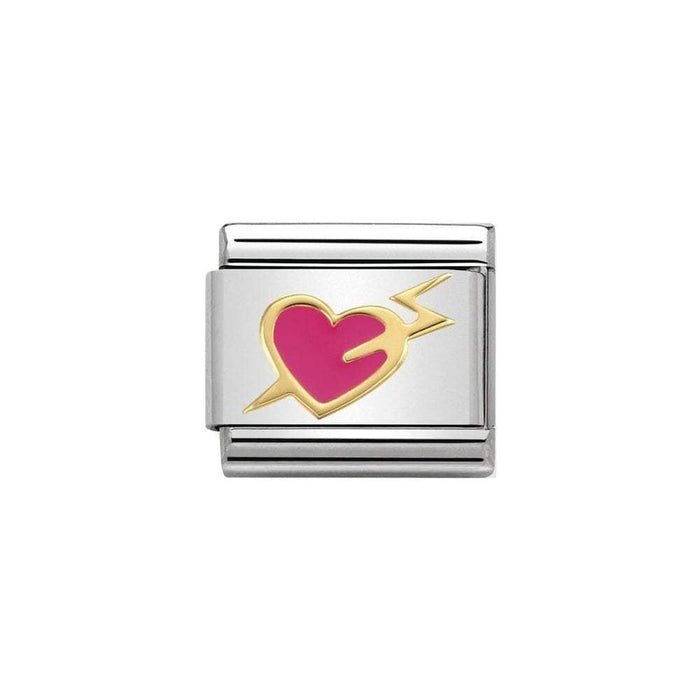 NOMINATION Classic Gold & Pink Heart With Lightning Charm - Bumbletree Ltd