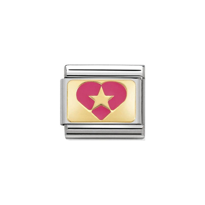 NOMINATION Classic Gold & Pink Heart with Star Charm - Bumbletree Ltd