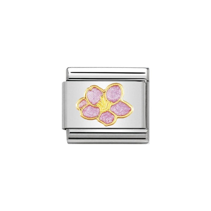 NOMINATION Classic Gold & Pink Hibiscus Flower Charm - Bumbletree Ltd