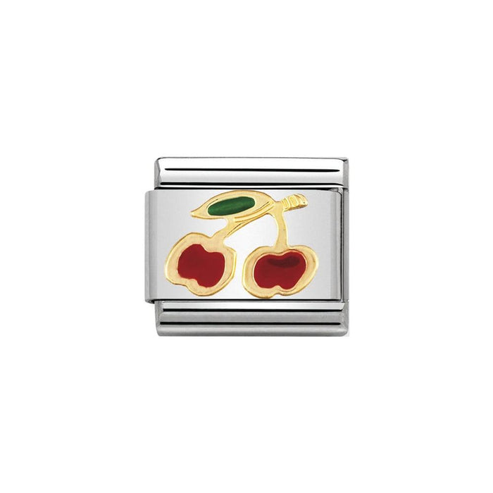 NOMINATION Classic Gold & Red Cherries Charm - Bumbletree Ltd