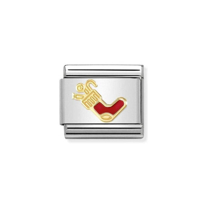 NOMINATION Classic Gold & Red Christmas Stocking Charm - Bumbletree Ltd
