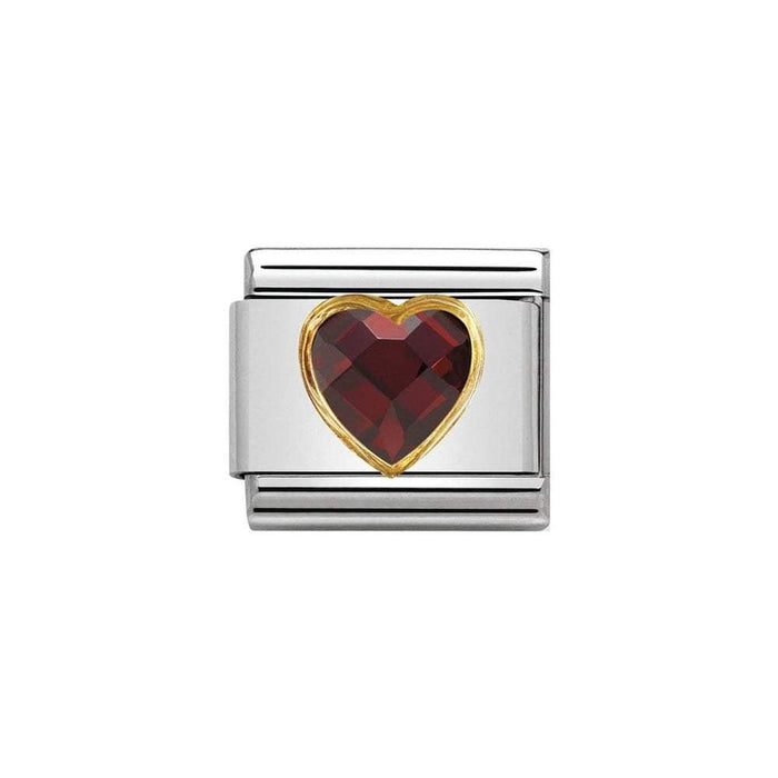 NOMINATION Classic Gold & Red Heart Faceted CZ Charm - Bumbletree Ltd
