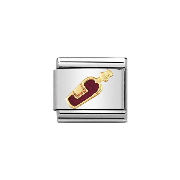 NOMINATION Classic Gold & Red Wine Bottle Charm - Bumbletree Ltd