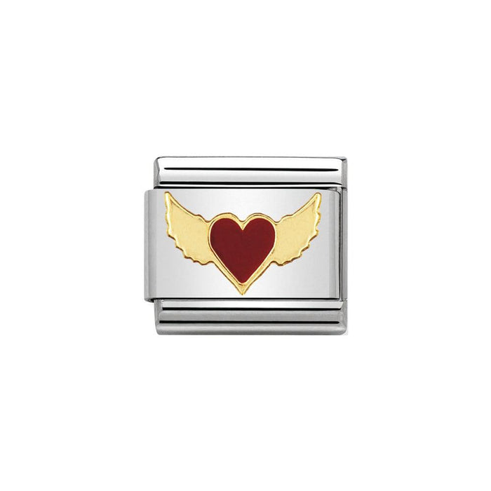 NOMINATION Classic Gold & Red Winged Heart Charm - Bumbletree Ltd