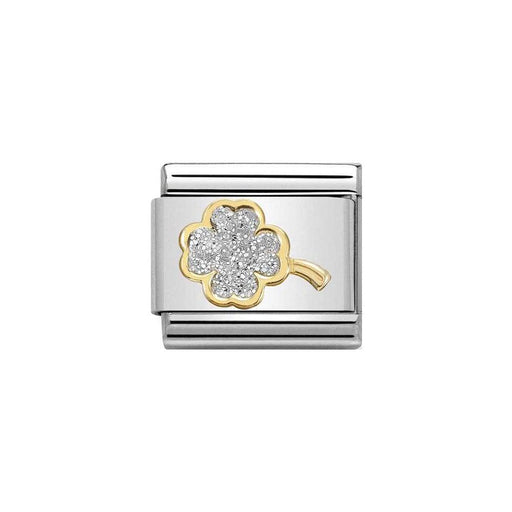 NOMINATION Classic Gold & Silver Glitter Four Leaf Clover Charm - Bumbletree Ltd