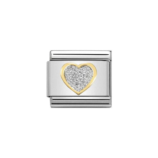 NOMINATION Classic Gold & Silver Glitter Heart Charm - Bumbletree Ltd