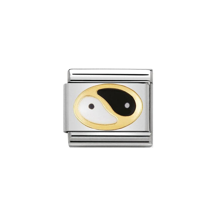 NOMINATION Classic Gold White & Black Ying Yang Charm - Bumbletree Ltd